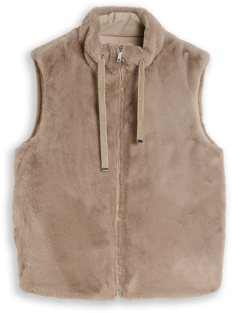 Tom Tailor - 2-in-1 imitatiebontvest met omkeerfunctie - Maat L - soft taupe grey