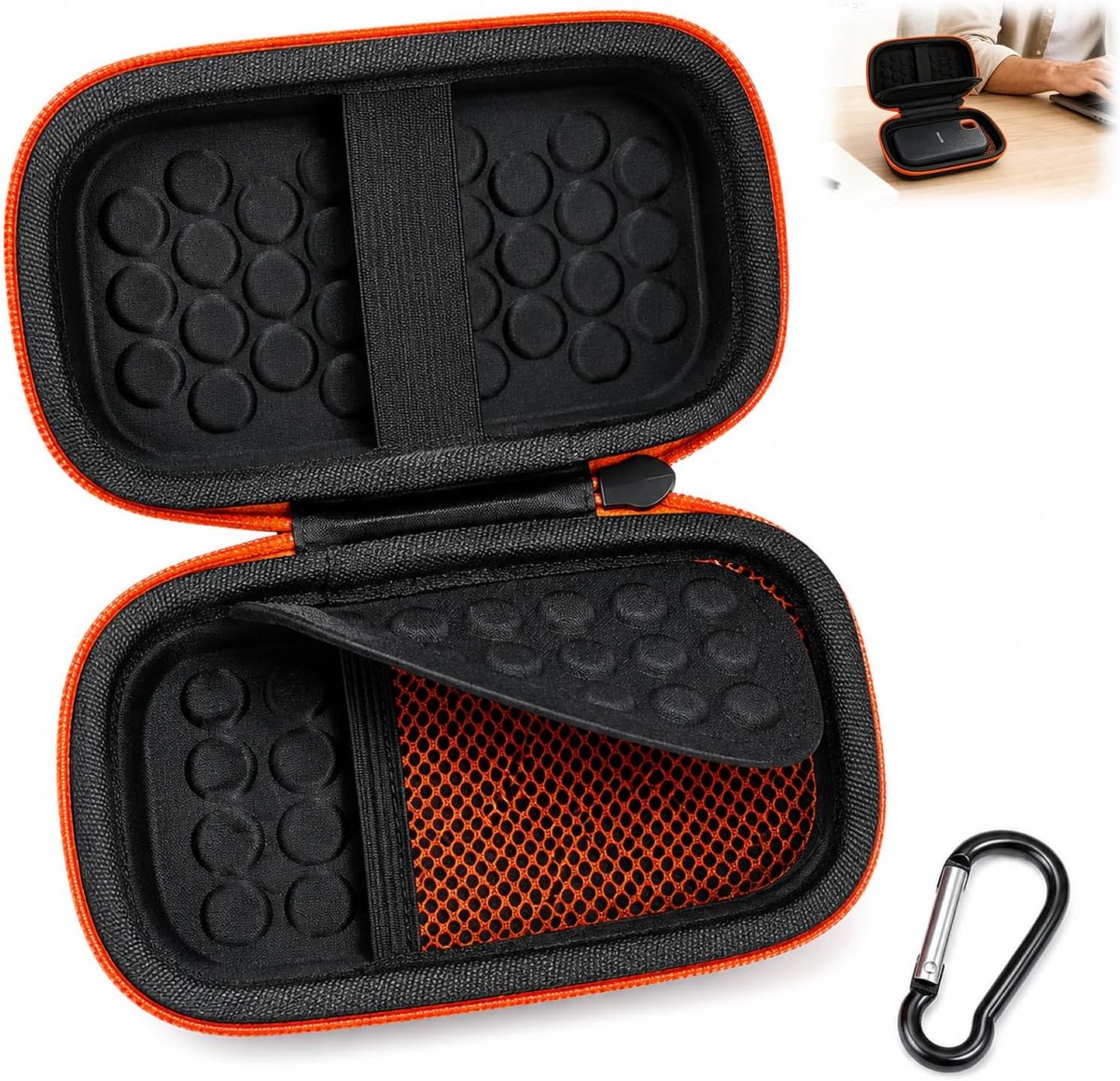 Hoes voor externe harde schijf, compatibel met SanDisk Extreme Pro en Extreme, waterdicht, harde SSD, schokbestendig, EVA-etui met vak voor accessoires en geheugenkaartsleuven, reizen en transport