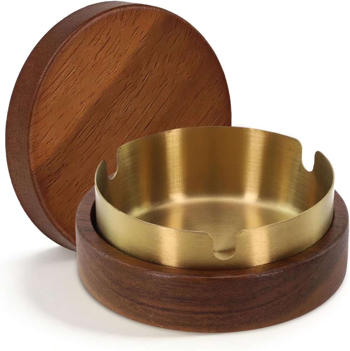 Houten met deksel, roestvrijstalen voering, winddicht, afneembare binnenvoering (goud)