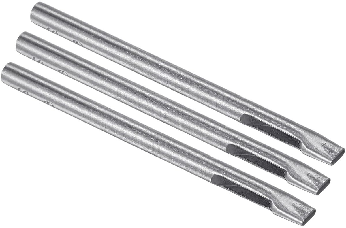 3 stuks ovale perforatoren van leer – [2 x 6 mm] platte stans staal 45# gereedschap stans holle gaten voor riem handwerk leer tas kleding 100 mm / 4 inch lang