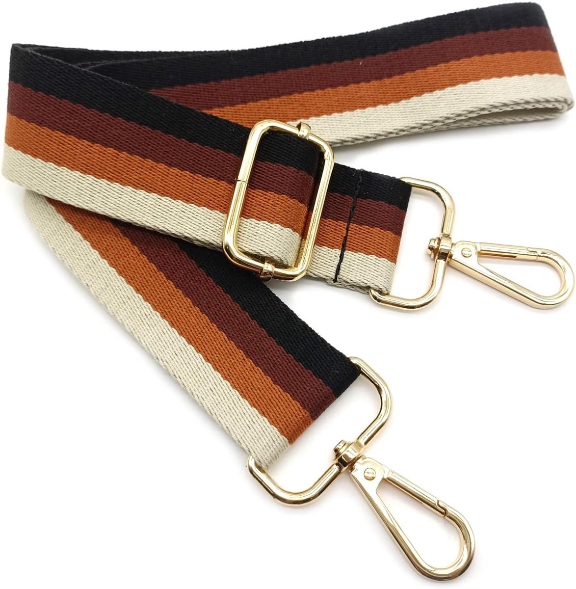Schouderriem, bruin, tasriemen om te wisselen, tasriem, breed met karabijnhaak, goud, 80-130 cm, draagtas, voor dames, schoudertas, moderne handtas, 3,8 cm, 04