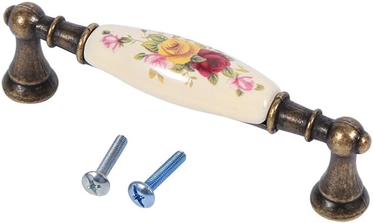 Deurklink, Duurzaam Vintage Landelijk Bloempatroon Keramisch Bronzen Diy Deurgrepen Kastkastladen Knoppen Trek