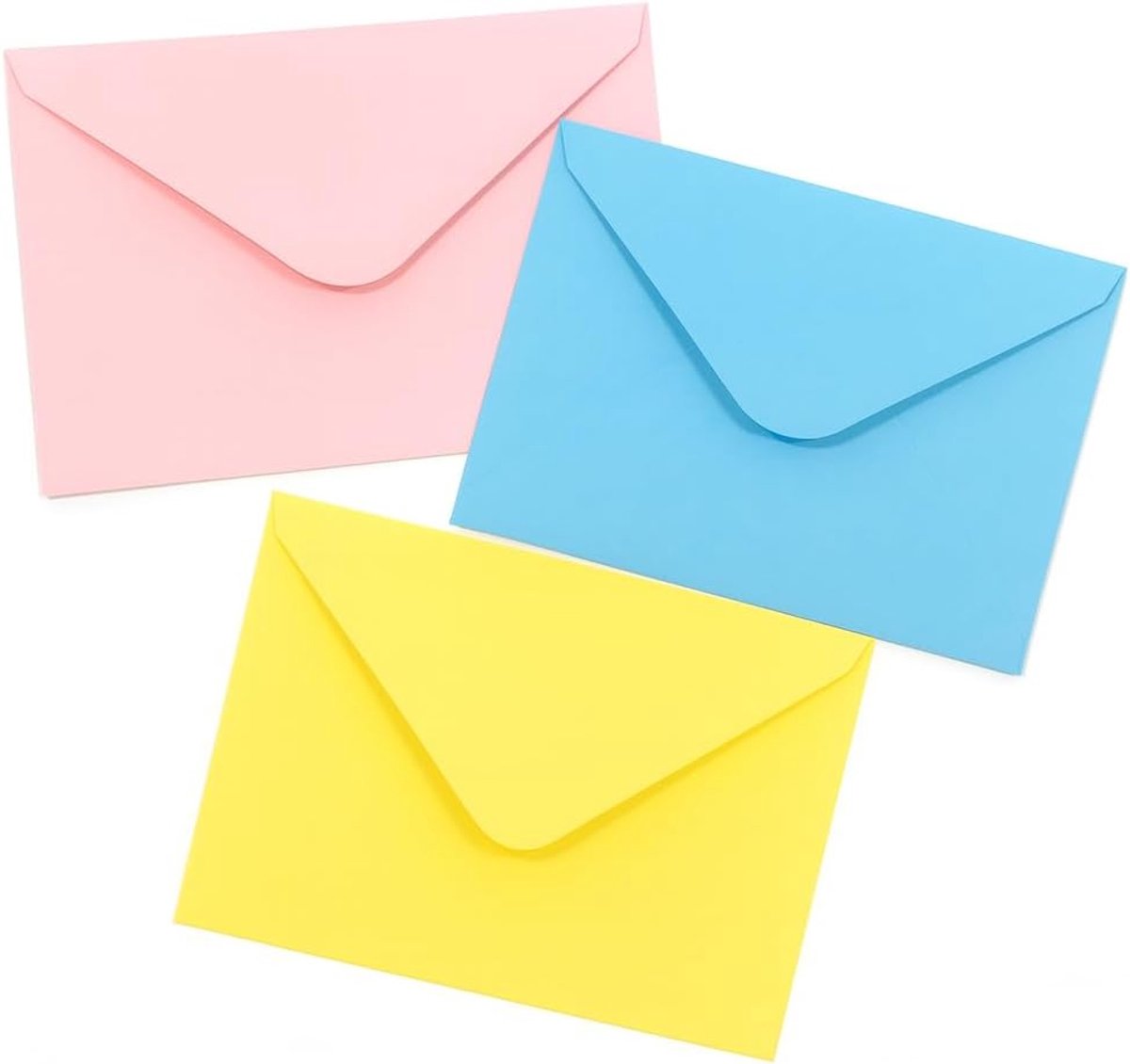 Enveloppen met kaartenset, 100 enveloppen + 100 kaarten, mini-formaat 7 x 11,2 cm en 14 x 9 cm, voor bruiloft, feest, verjaardag, geschenken en wenskaarten (meerkleurig, 11,2 x 7 cm