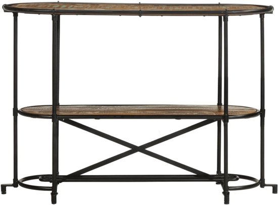 Houten consoletafel 110x42x76 cm met ijzeren frame en twee planken rustieke oude houten look van gerecycled hout — afbeelding 3