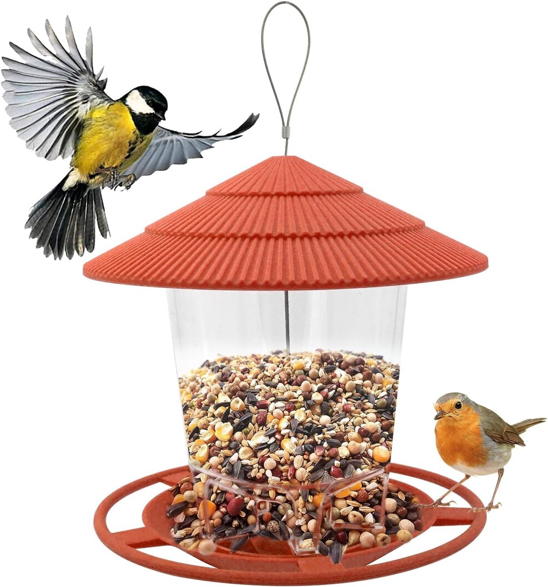 Hangende Vogelvoeder voor Wilde Vogels - Voeder voor Tuin, Zonnebloempitten, Pinda's en Mengsels voor Kleine Vogelsoorten zoals Merels en Huismussen