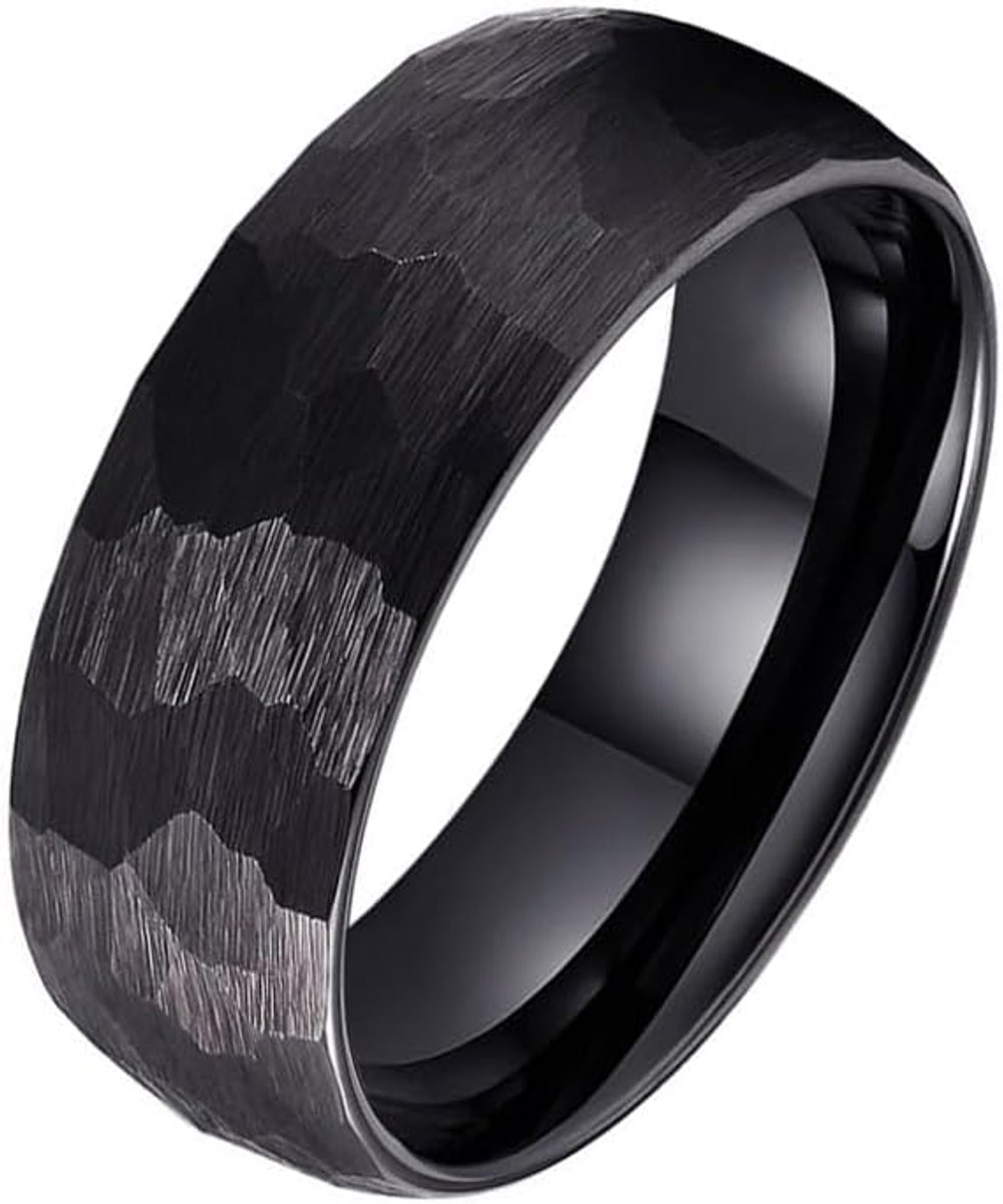 Jaxon wolfraam Ring Facet Mat Zwart-17mm