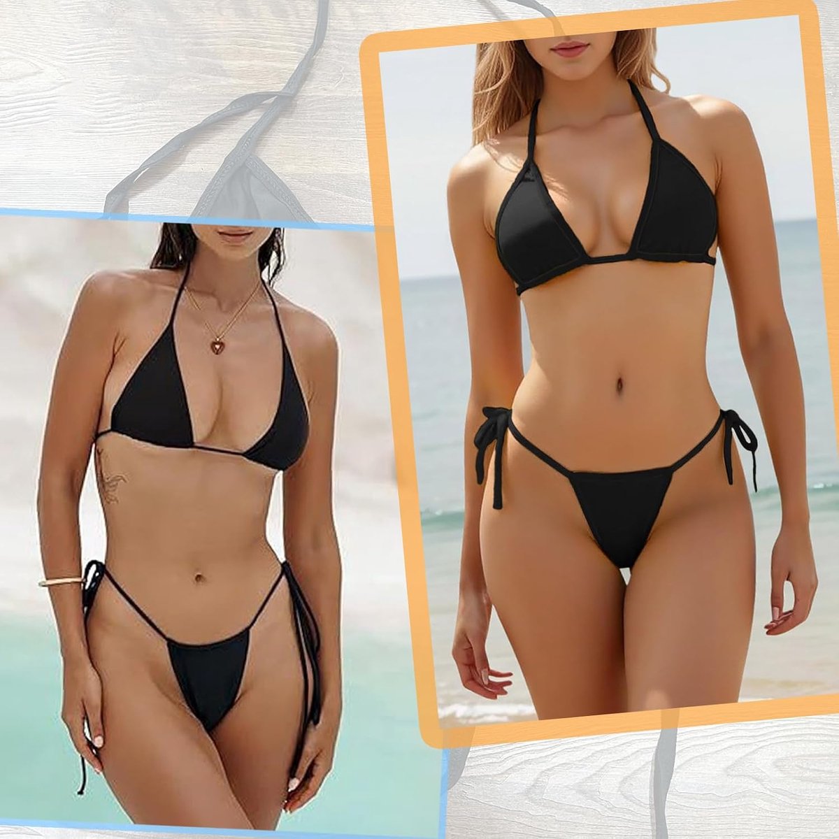 Dames set sexy triangel Braziliaans tweedelig badpak spaghettibandjes halter bikinibroek hoge taille bikinibroek tanga transparant mesh badkleding voor strand zwembad baden spa