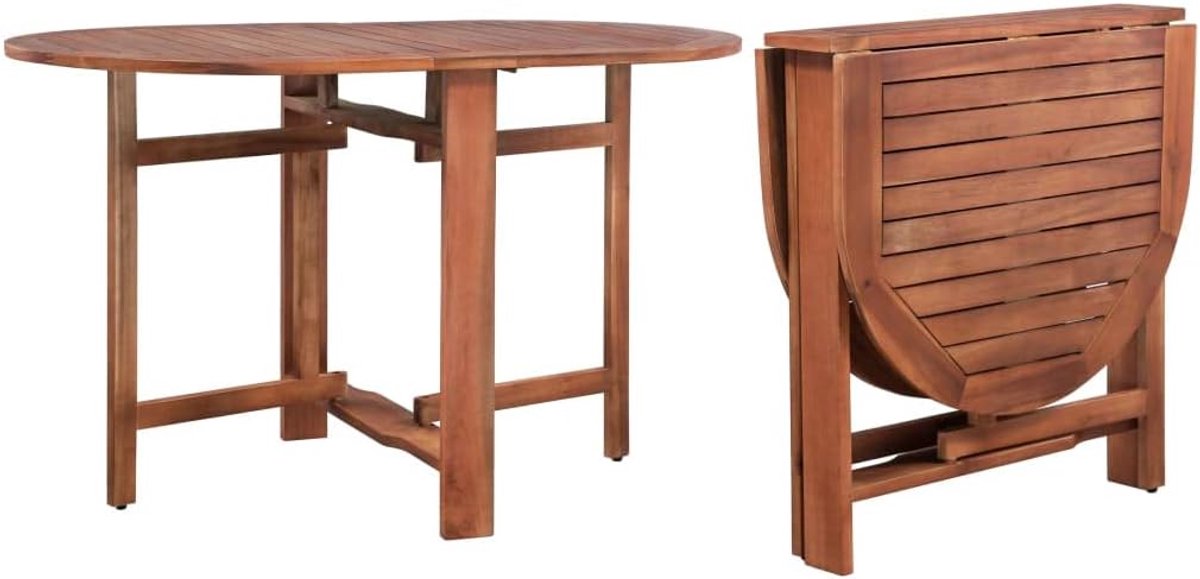 120x70x74 cm massief acaciahout, ovale eettafel voor buiten, inklapbare tuintafel weerbestendig duurzaam hout, eenvoudig te monteren eetkamertafel voor terras of balkon met olie afgewerkt