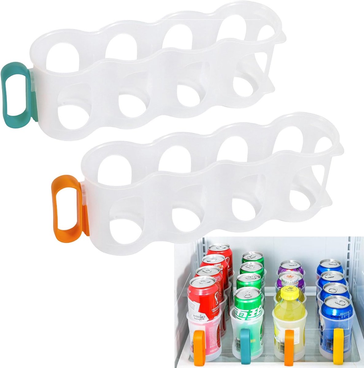 2 stuks organizer bier blikhouder met handvat opbergdoos koelkast koeling