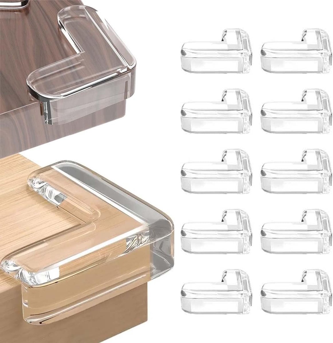 Hoekbescherming voor baby's, 10 stuks, transparant, L-vorm, meubelbescherming, randbescherming, zacht, veilig