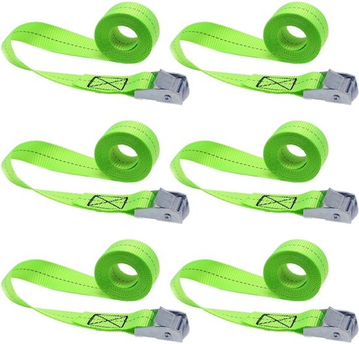 Solidchoice - Set van 6 Robuuste Spanbanden met Klemslot 1m