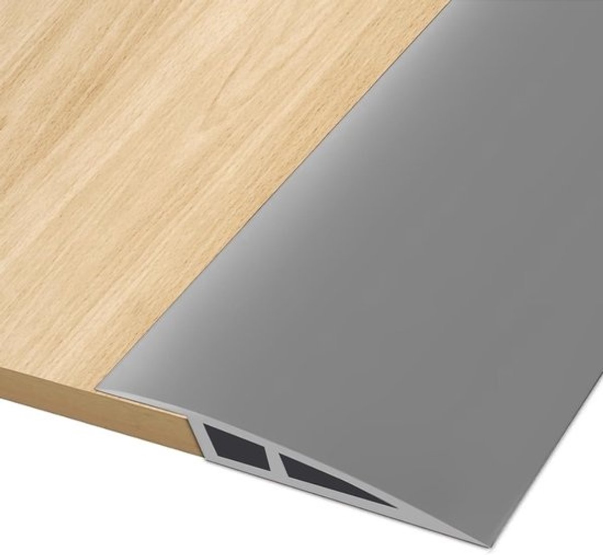 Zelfklevend Overgangsprofiel - Voor Hoogtecompensatie - Voor Parketvloeren, Laminaat en Drempels - Grijs, 200 cm x 7 cm, voor 15 mm tot 20 mm