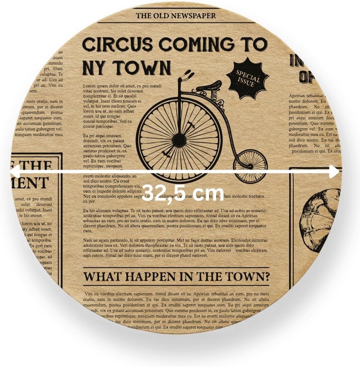 Krantenpapier, diameter 32,5 cm, 1000 vellen, inpakpapier voor levensmiddelen, rond