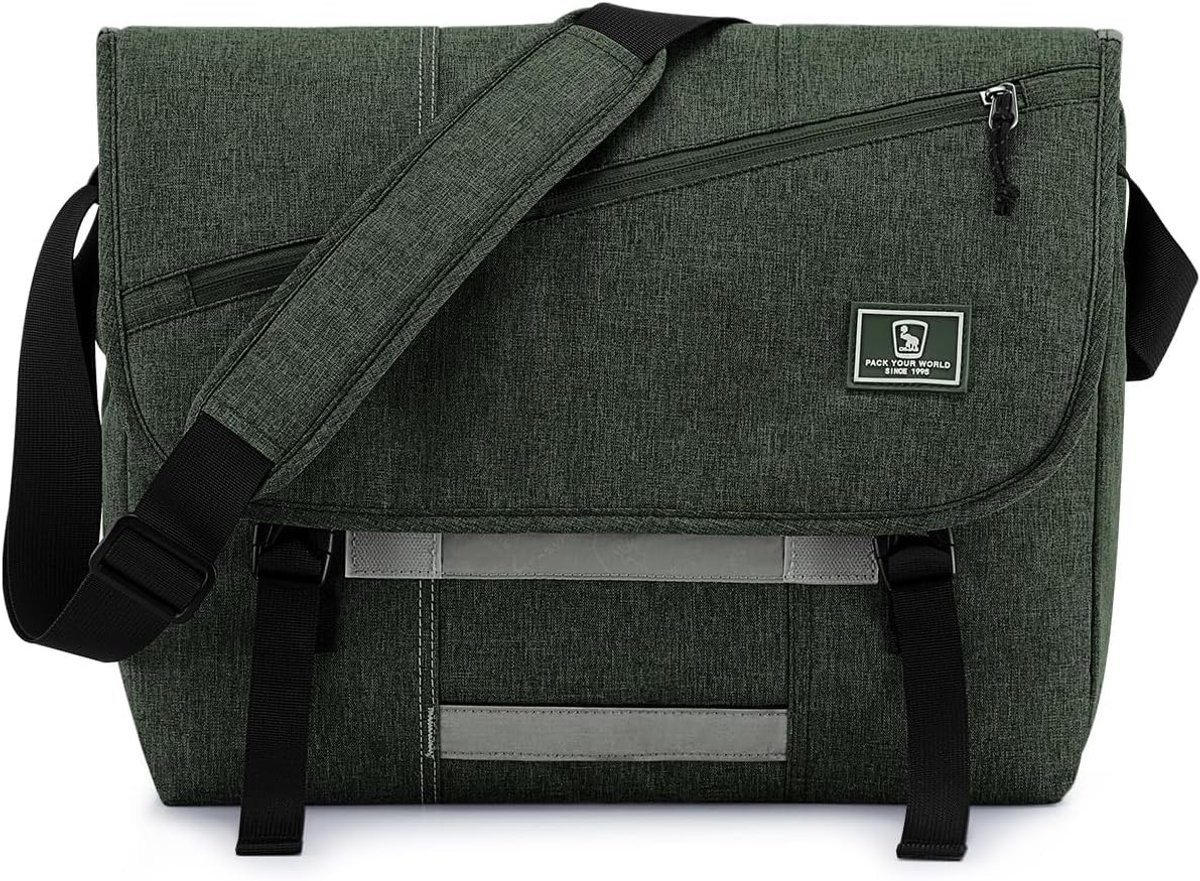 Laptoptas dames - Legergroen - Grote schoudertas - Waterdicht materiaal - Geschikt voor laptop en dagelijks gebruik