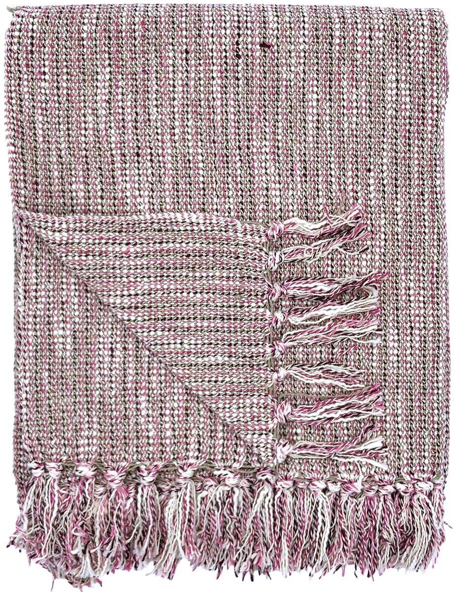 Lavandoux Geweven Plaid - Woven Throw - Katoen - 125 x 150 cm - Roze