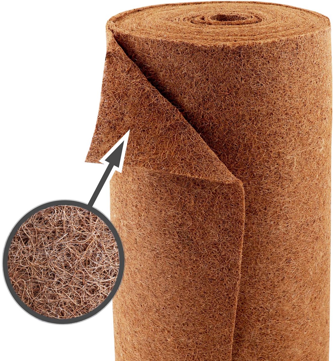 60 m Kokos contactgeluidsisolatie 600 g/m² – Natuurvezelmat 3,5 mm, 1 m breed – Warmte- en geluidsisolatie