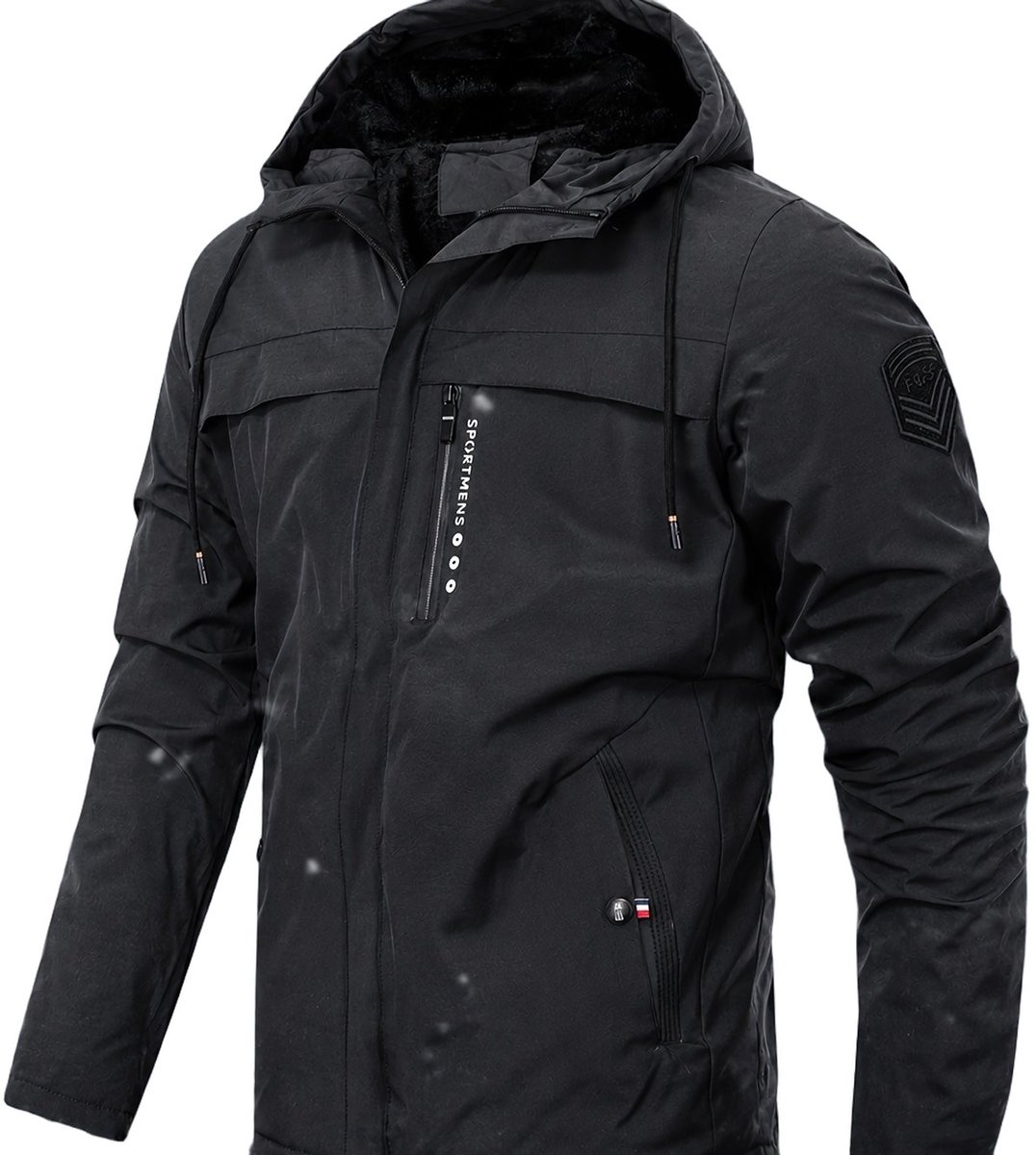 Currero Winterjas Parka Heren Lange Jas Mannen Wintermantel Overjas Gewatteerd Waterdicht Winter Stijlvol Mantel Volwassen Ruimte Zwart
