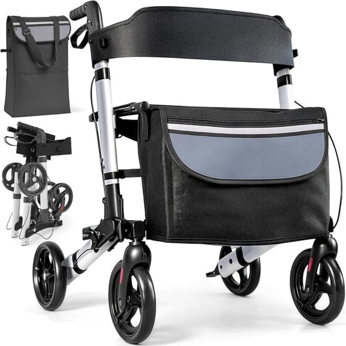 Kavora Rollator - Rollator Lichtgewicht en Opvouwbaar - Rollators Binnen en Buiten - Zwart/Zilver - 67cm x 63cm x 95cm