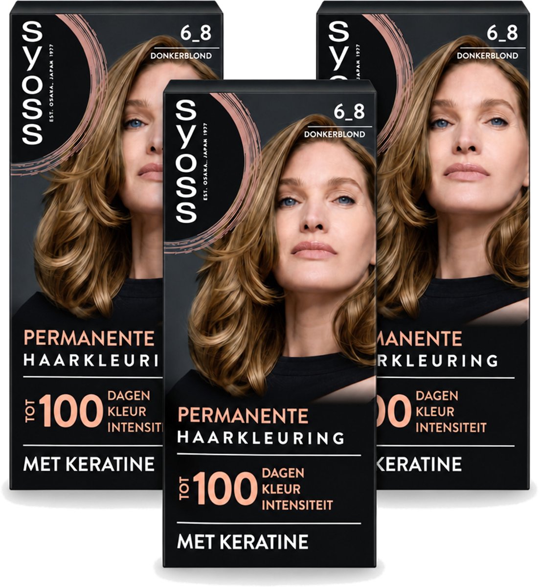 3 x SYOSS - Permanent Coloration 6-8 - Haarverf - Permanente Haarkleuring - Donkerblond - Grijsdekking - Voordeelverpakking - 3 stuks