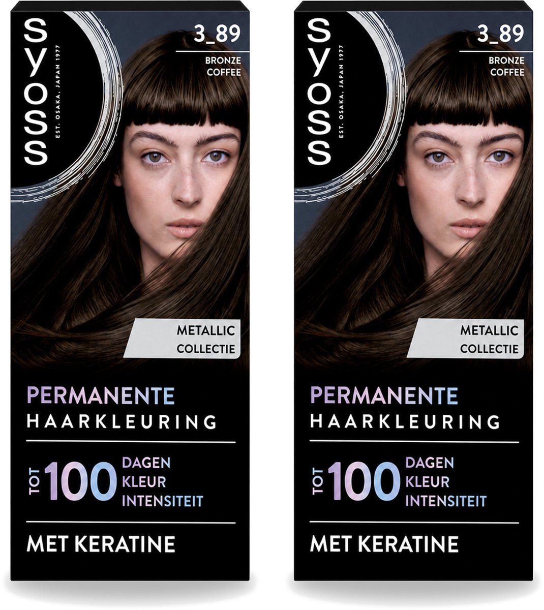 2 x SYOSS - Coloration 3-89 Bronze Coffee - Haarverf - Grijsdekking - Vermindert Haarbreuk - Voordeelverpakking - 2 stuks