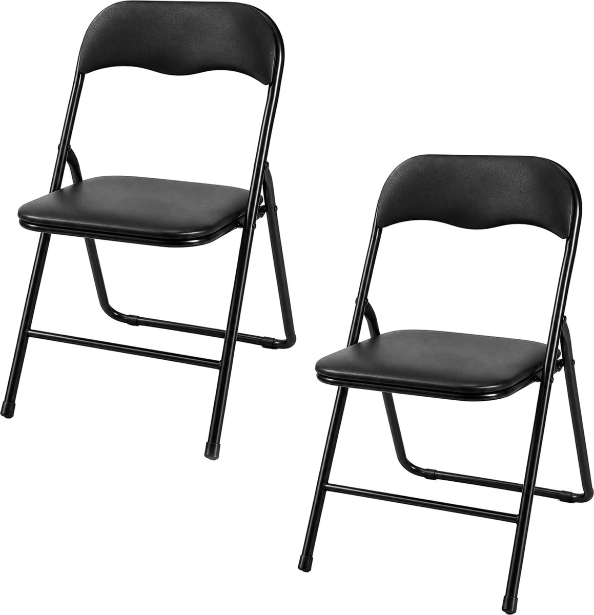 Brasq Set van 2 Klapstoelen Zwart - Opvouwbare stoelen 43x38x78 cm - PVC - Eettafelstoelen 2 Zwarte klapstoelen