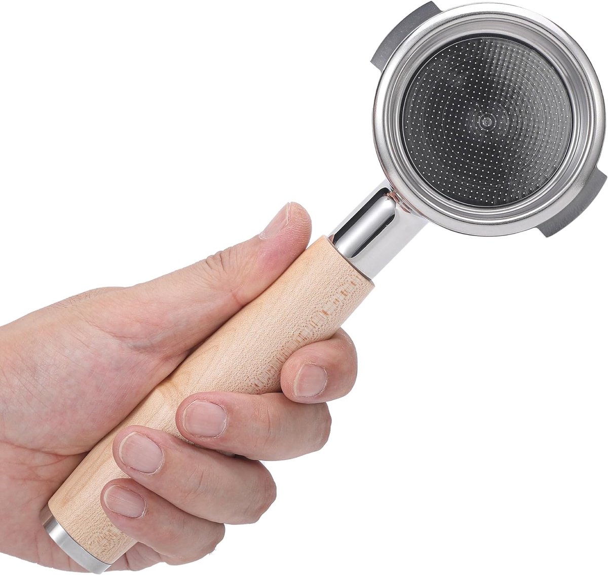 58mm bodemloos portafilter voor E61 Group Head – Maple handgreep naakt portafilter | Past op Rocket, Lelit, ECM, Profitec, Ascaso, Flair 58 | 18–21g mand