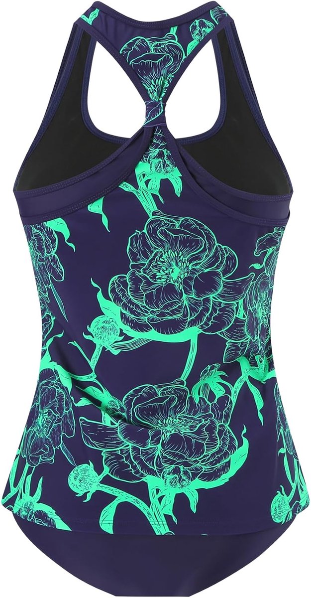 Dames Sport Badpakken Twee Stukken Badmode Tankini Sets Bikini Mesh Racer Back Vest