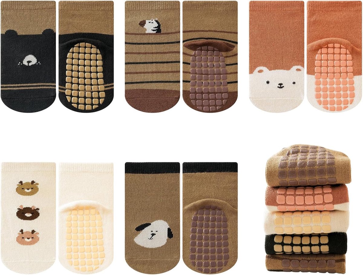 Sokken, wintersokken, herfst, meisjes, jongens, kleine katoenen sokken met handvat, uniseks, pasgeborenen, dieren, sportsokken, set van 0-5 jaar