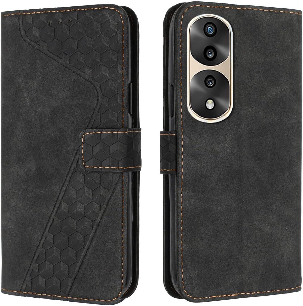 Hoesje voor Huawei Honor 70 Pro/Honor 70 Pro Plus, Lederen Portemonnee Telefoonhoesjes met Standaard Magnetic Shockproof Flip Leather Wallet Book Case（Zwart）