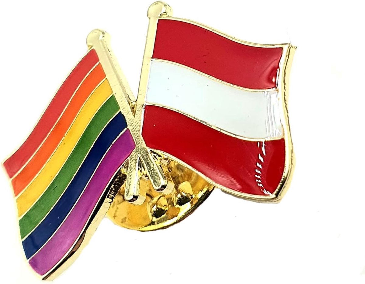 Oostenrijkse Gay Pride LGBT Regenboog Vlag Vriendschap Metalen Emaille Land Vlaggen Pin Badge, Metaal