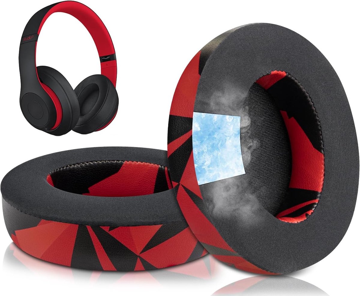 Comfortabele Vervangende Oorkussens voor Beats Studio 2 & 3 Hoofdtelefoons - Gel met Geluidsisolatie en Hoge Dichtheid - Rood