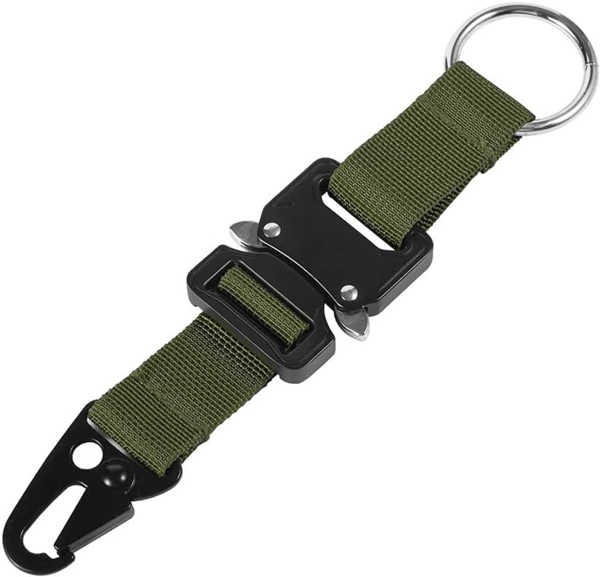 Sleutelhanger met robuuste snelsluiting metalen gesp, tactische karabijnhaak, sleutelhouder, EDC-uitrustingsclips, outdoor-rugzak, Molle-tas, hangende sleutelhangerclip