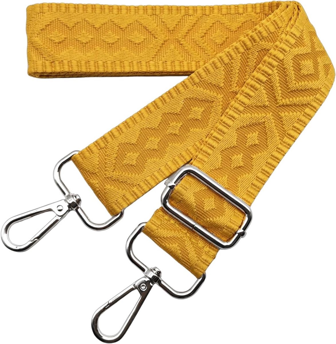Schouderriem voor tas, brede riem, verstelbaar, verwisselbare handtas met zilveren gesp, voor dames, doe-het-zelf, accessoires, geel, 3,8 cm, 24