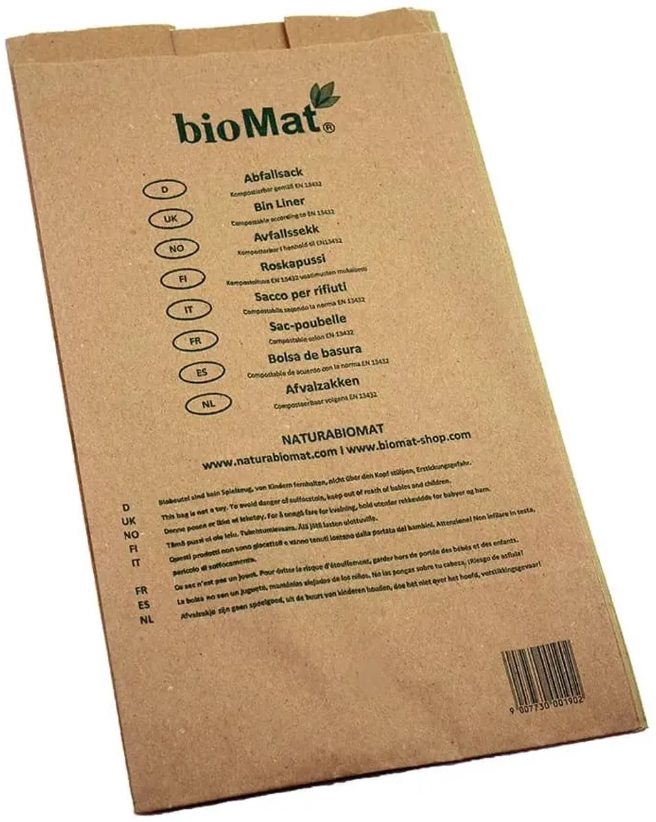 BioMat Compostable Paper Bag 10 liter 50 stuks