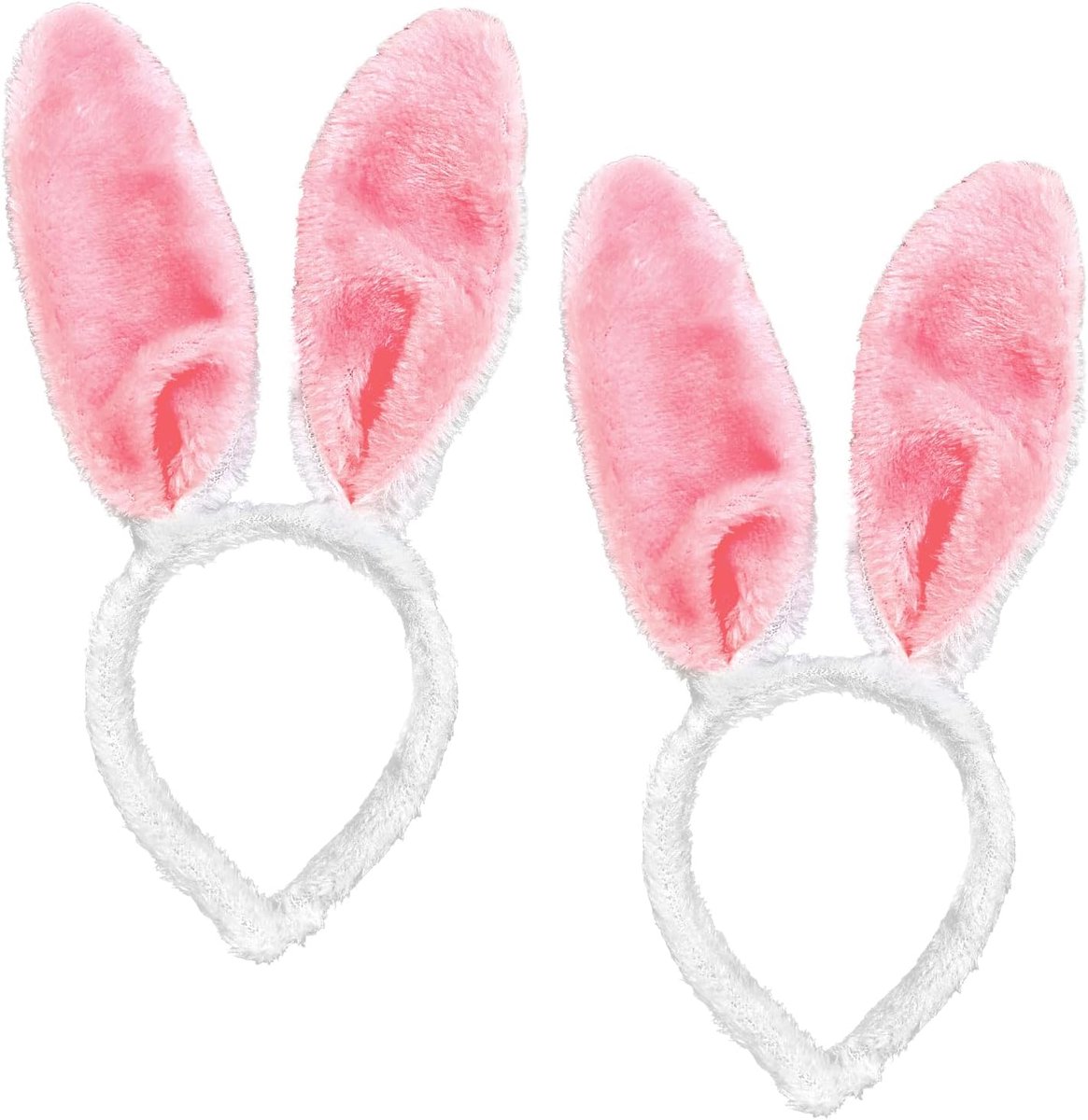 Set van 2 Konijnenoren Haarband Wit, Pluche Konijnenoren voor Pasen Kostuum, Haaraccessoires voor Carnaval en Themafeesten