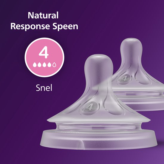 Philips Avent Natural Response speen, snelheid 4, snel, met nummers 4.
