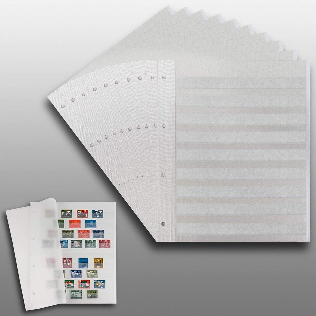10 Prophila Lighthouse Double Sided Stockbook Pages 9 strips white cardboard