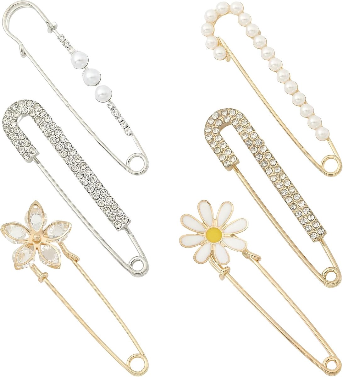 Broches voor dameskleding, kunstparels, kunstkristallen broches, broches voor jurken, reversspelden voor bruiloft, overhemd, 7x1cm, Metaal, Parelbroches