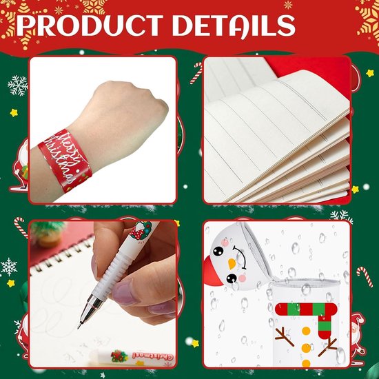 2-in-1 siliconen pennenetui - Kerstmis Kawaii etui sneeuwpop + 12 klapringen + 4 gumpennen + ringband, tafelpennenhouder, pennenetui kleurpotloden, schoolbenodigdheden, meisjes en jongens — afbeelding 3
