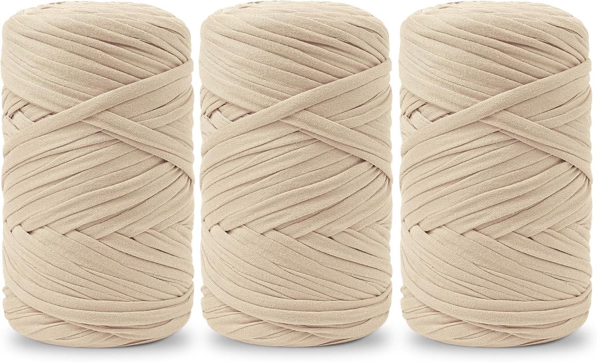 3 x 200 g T-shirtgaren, T-shirtgaren om te haken, geschikt voor gehaakte tassen, manden, wandkleden, woonaccessoires en doe-het-zelfprojecten