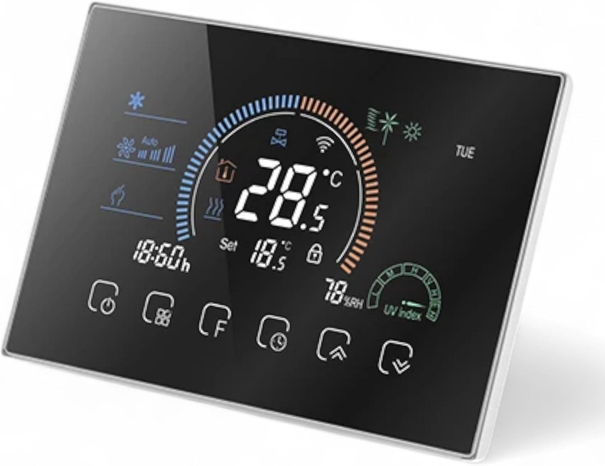 Inbouw Thermostaat met Touchscreen voor C.V. Installatie (zwart)