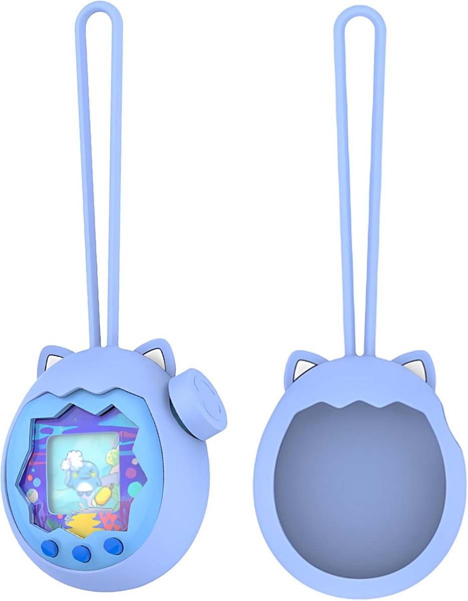 Hoes voor Tamagotchi Paradise Digital Pet, daunke zachte siliconen afdekking, met lus draagband, lichte schokdichtheid, krasbescherming, allround bescherming, blauw