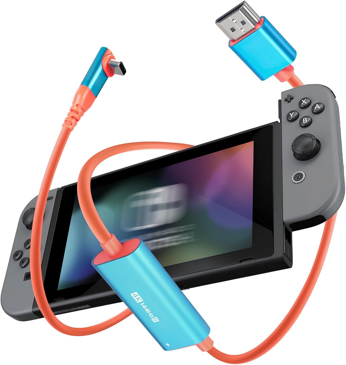 & USB-C kabel, 4K 144Hz, rechthoek design, 100W PD Power Delivery, compatibel met Nintendo Switch, Switch 2, OLED, 2017-versies, Steam Deck