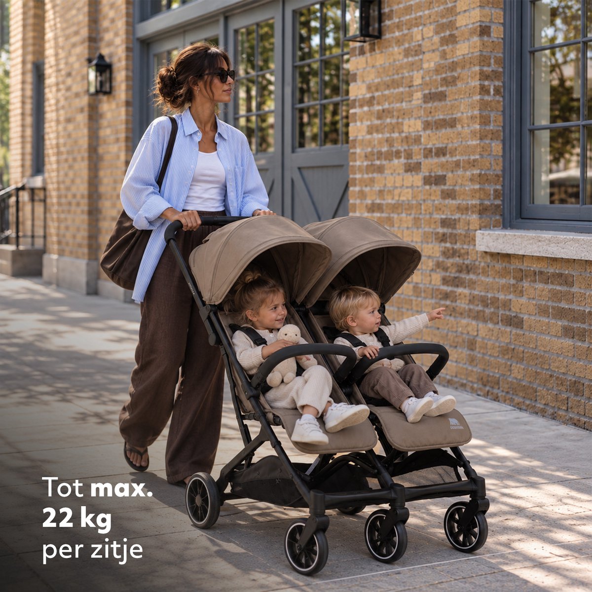 Deryan Rolo X2 Duo Buggy - 2 persoons - Compact & lichtgewicht - Hazel – foto 3