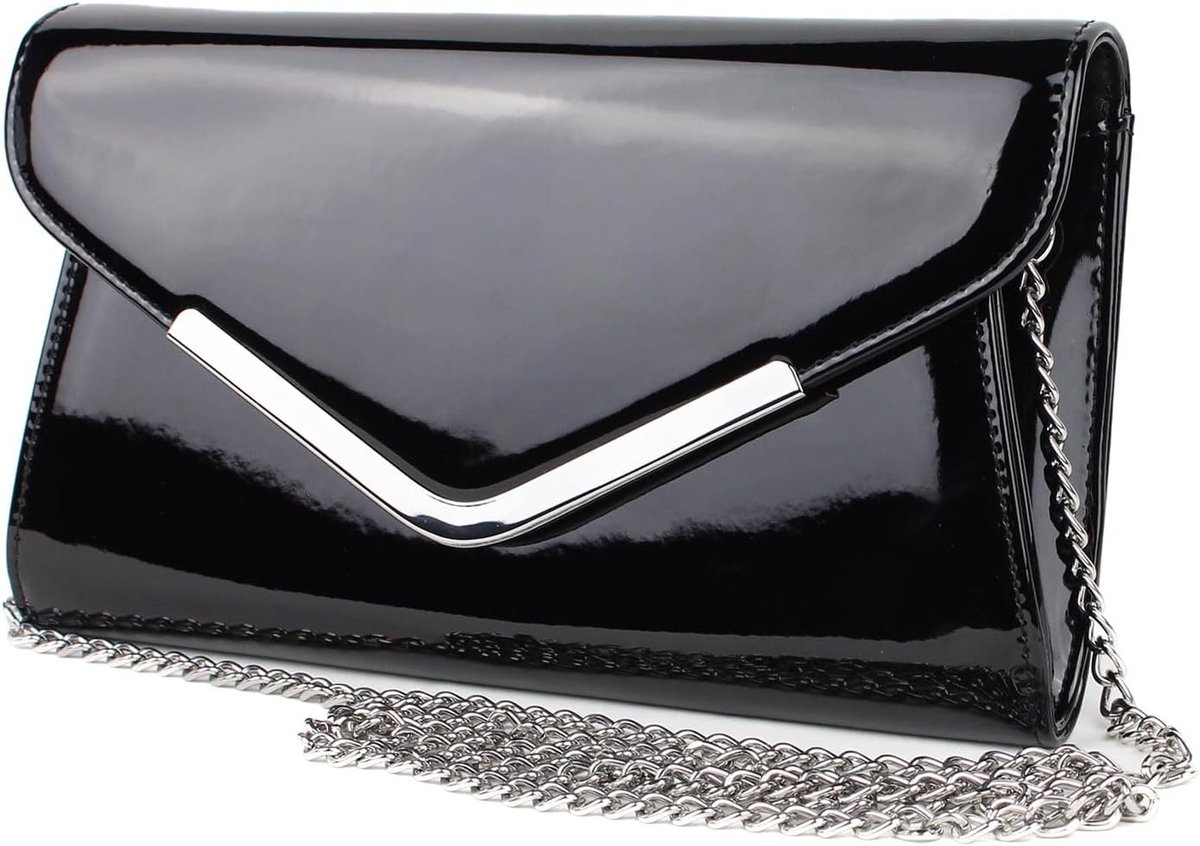 Dames Clutch Tas Lak Finish Avondtas Met Afneembare Schouderketting Schoudertas Elegant