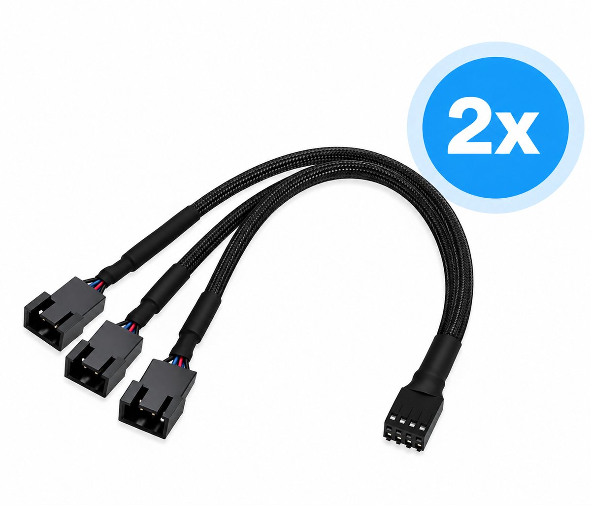 LuTech® 2x Premium 4Pin Fan Splitter Kabel - Fan - PWM - Computer Case - 1 naar 3 Fan Splitter Kabel - Adapter Kabel voor Computer of Mining Rig