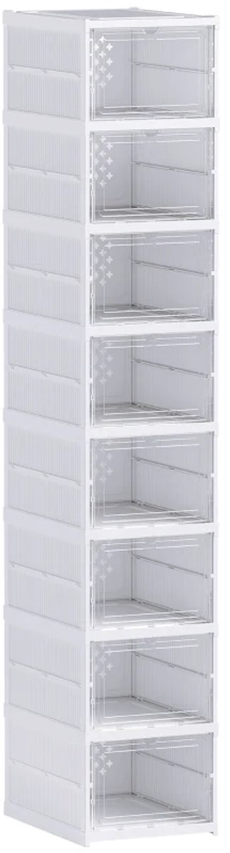 ZYLARO Schoenenrek - 8 Niveaus - Opvouwbaar - Geventileerde Achterkant - Kunststof - Wit