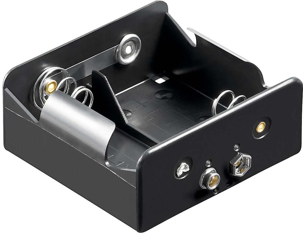 Image of Goobay 2x D (Mono) batterijhouder, Drukknop, geschikt voor batterijformaat D (Mono)