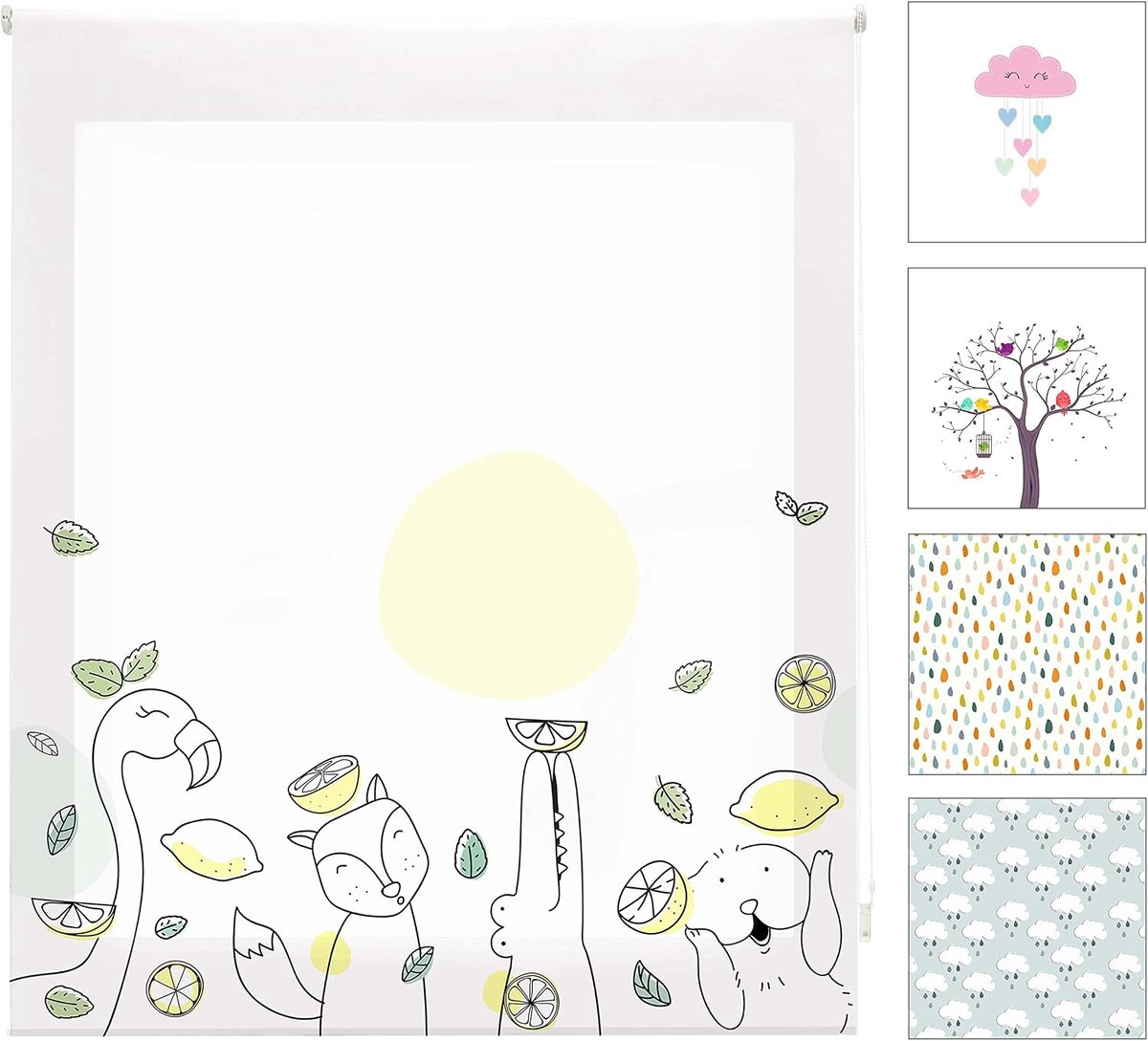 Digitaal kinderen | doorschijnend rolgordijn met digitale print, model Zoolime, 130 x 180 cm (b x h), stofgrootte 127 x 175 cm, rolgordijnen
