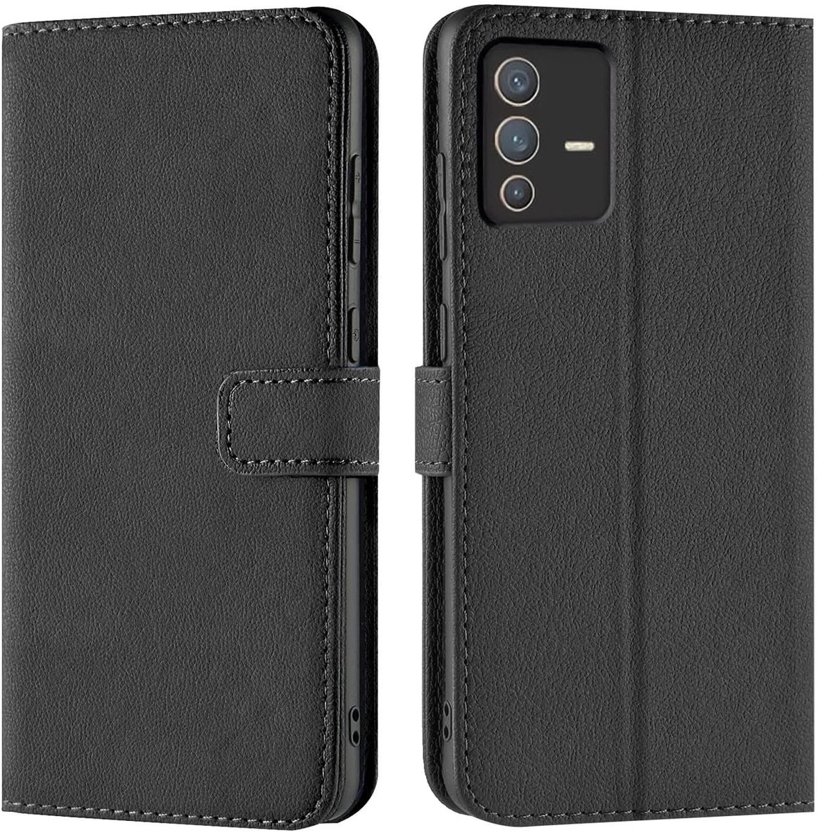 Hoes voor mobiele telefoon voor Vivo V23 5G hoes, bookcase tas flipcover voor Vivo V23 5G Case [Kaartvakken / standfunctie], zwart